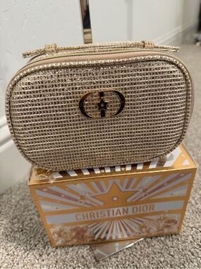 Dior Metallic Gold Woven Cosmetic Pouch